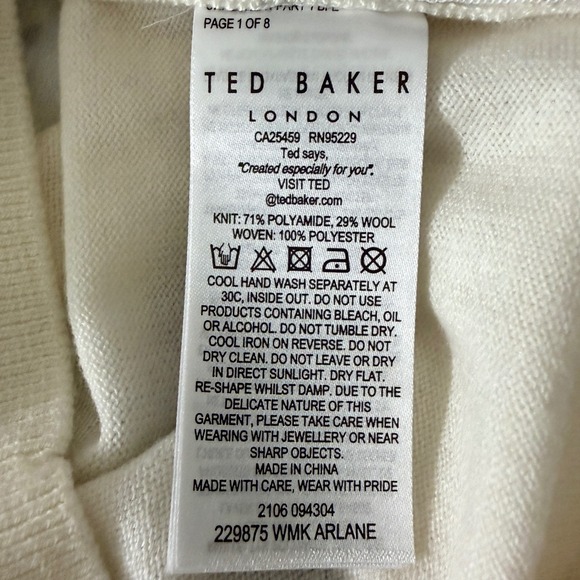 Ted Baker London Houndstooth Zip Front Knit Bomber Cardigan US XS (Ted Baker 0) - Picture 9 of 9